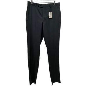 Peter Millar Harker Flat Front Solid Stretch Wool Dress Pants Charcoal 32R NWT